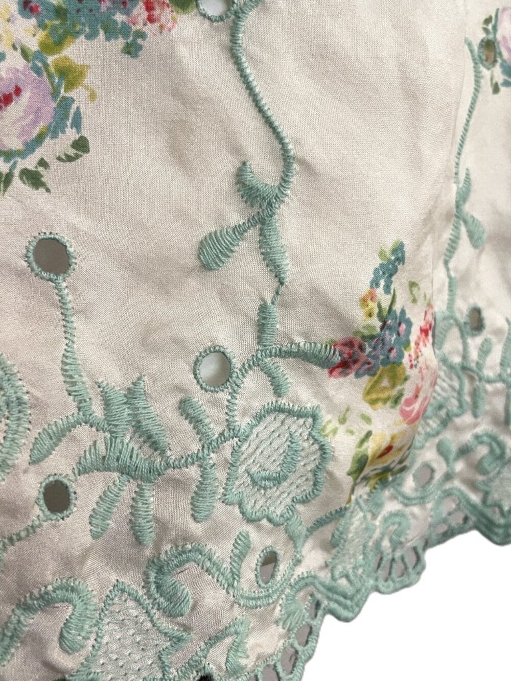 Johnny Was Tunic Top Blouse Med Silk Embroidered Lace Floral Cottagecore Boho - Picture 4 of 16